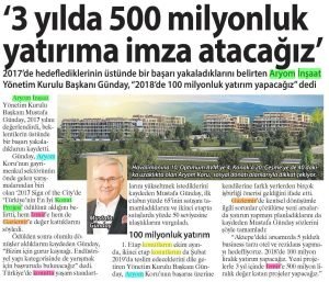 3 Yılda 500 Milyonluk Yatırıma İmza Atacağız