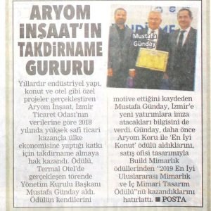 Aryom İnşaat’ın Takdirname Gururu