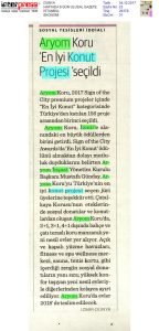 Aryom Koru En İyi Konut Projesi Seçildi