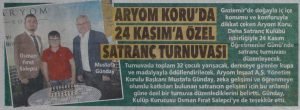 Aryom Koru'da 24 Kasım'a Özel Satranç Turnuvası