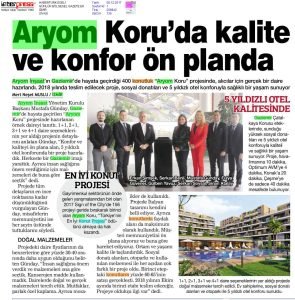Aryom Koru'da Kalite ve Konfor Ön Planda