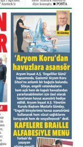 Aryom Koru'dan Havuzlara Asansör