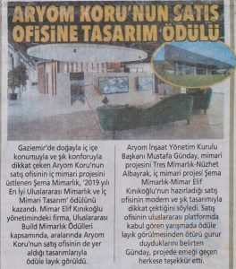 Aryom Koru’nun Satış Ofisine Tasarım Ödülü