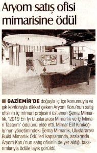 Aryom Satış Ofisi Mimarisine Ödül