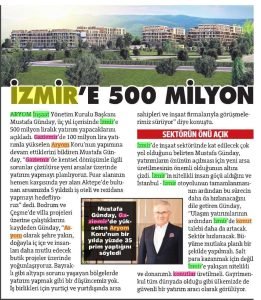 İzmir’e 500 Milyon