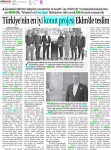 Türkiye’nin En İyi Konut Projesi Ekim'de Teslim